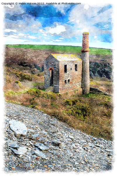 Cornish Engine House Painting Picture Board by Helen Hotson