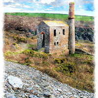 Buy canvas prints of Cornish Engine House Painting by Helen Hotson
