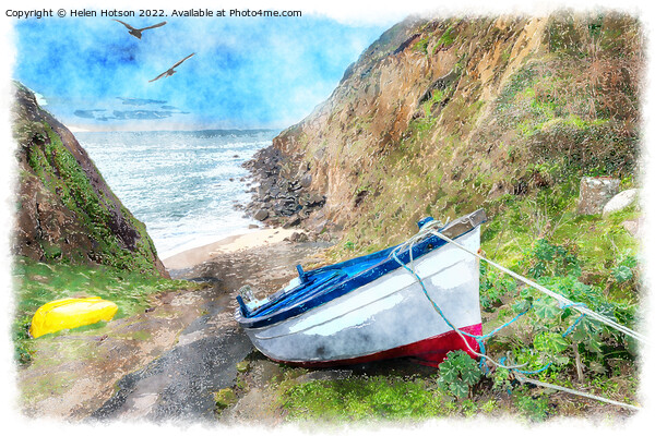 Painting of Fishing Boats on the Beach Picture Board by Helen Hotson