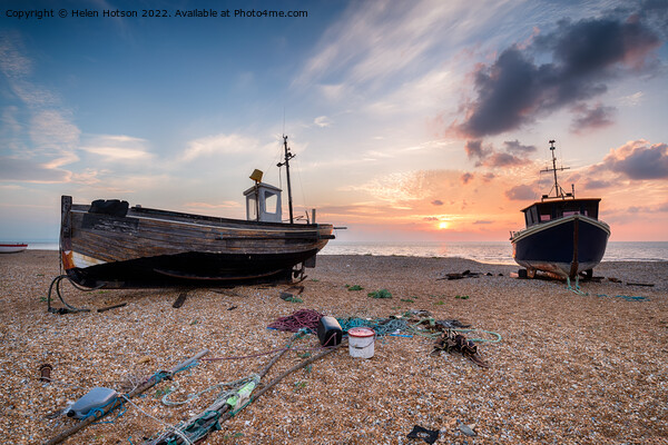 Fishing Boats at Sunrise Picture Board by Helen Hotson