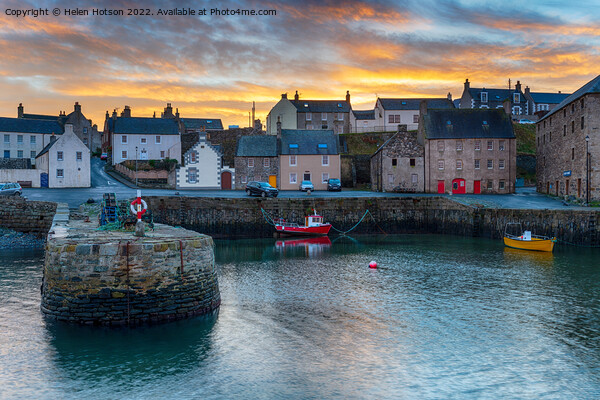 Sunset at Portsoy harbour Picture Board by Helen Hotson