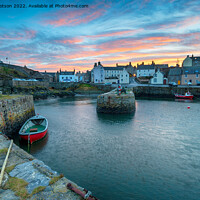 Buy canvas prints of Sunset over Portsoy a fishing village in Aberdeenshire on the east coast of Scotland by Helen Hotson
