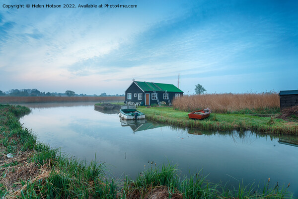 Dawn on the River Thurne Picture Board by Helen Hotson