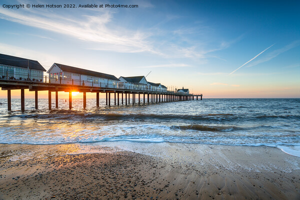 Beautiful sunrise over the pier at Southwold Picture Board by Helen Hotson