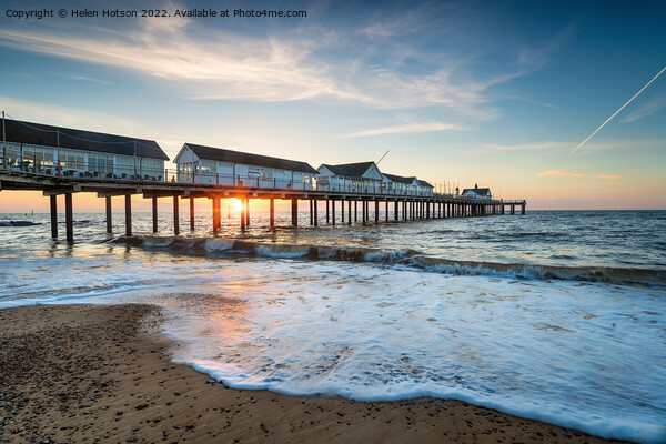 A beautiful sunrise over the pretty pier at Southwold  Picture Board by Helen Hotson