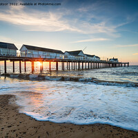 Buy canvas prints of A beautiful sunrise over the pretty pier at Southwold  by Helen Hotson