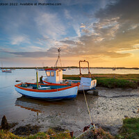Buy canvas prints of Fishing boats on the mouth of the River Alde by Helen Hotson
