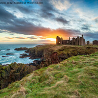 Buy canvas prints of Dramatic sunset over the ruins Slains Castle by Helen Hotson