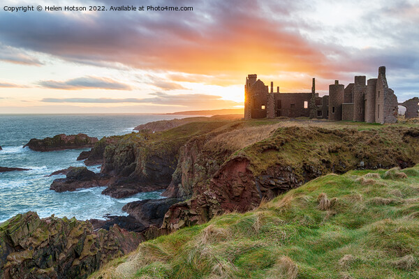 Slains Castle at Sunset Picture Board by Helen Hotson