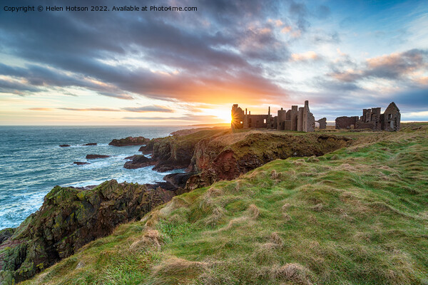 Sunset at Slains Castle Picture Board by Helen Hotson