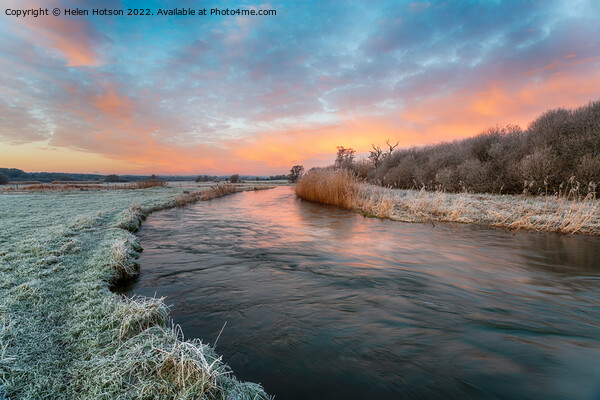 Dramatic winter sunrise over the river Frome Picture Board by Helen Hotson