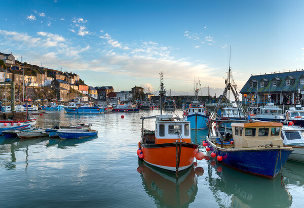 Mevagissey Harbour Picture Board by Helen Hotson
