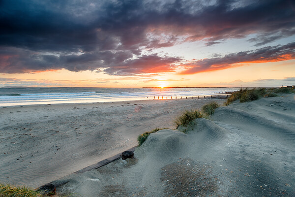Stormy Sunset at West Wittering Picture Board by Helen Hotson