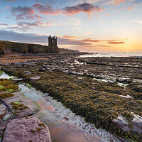 Buy canvas prints of Sunrise at Keiss Castle in Caithness by Helen Hotson