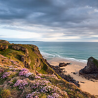 Buy canvas prints of Bedruthan Thrift by Helen Hotson