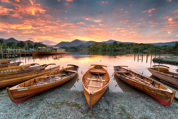 Boats at Derwentwater Picture Board by Helen Hotson