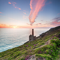 Buy canvas prints of Sunset over Wheal Coates by Helen Hotson