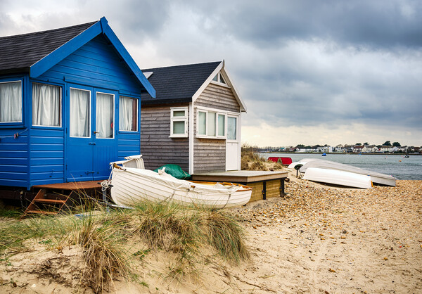 Beach Huts and Boats Picture Board by Helen Hotson