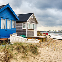 Buy canvas prints of Beach Huts and Boats by Helen Hotson