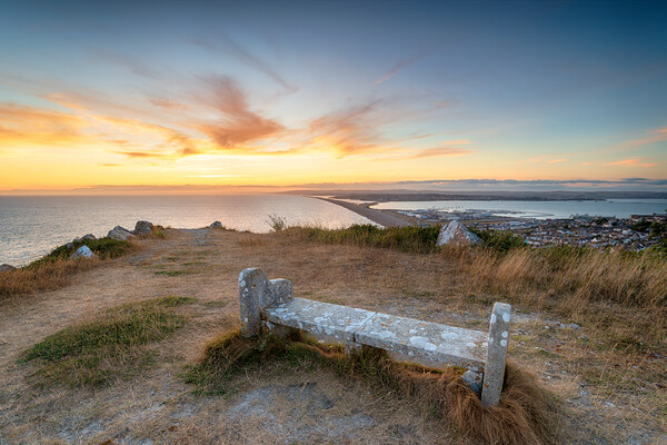 Sunset on the Isle of Portland in Dorset Picture Board by Helen Hotson