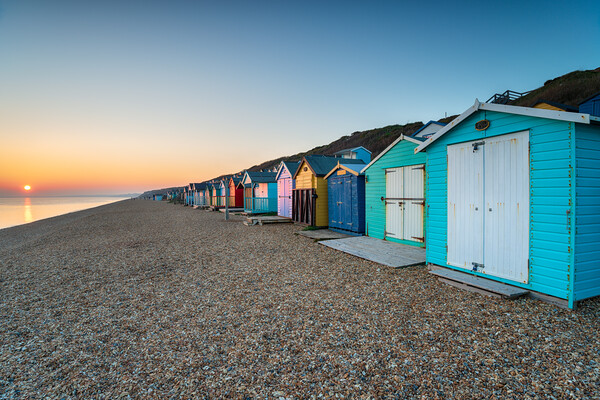 Beach Huts at Milford on Sea Picture Board by Helen Hotson