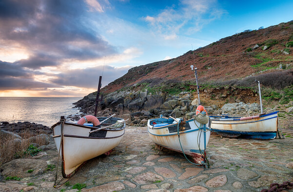 Dawn at Penberth Cove in Cornwall Picture Board by Helen Hotson