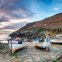 Buy canvas prints of Fishing Boats on a Beach by Helen Hotson