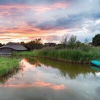 Buy canvas prints of Thatched Boat House on the Norfolk Broads by Helen Hotson