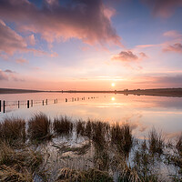 Buy canvas prints of Sunset over Dozmary Pool by Helen Hotson