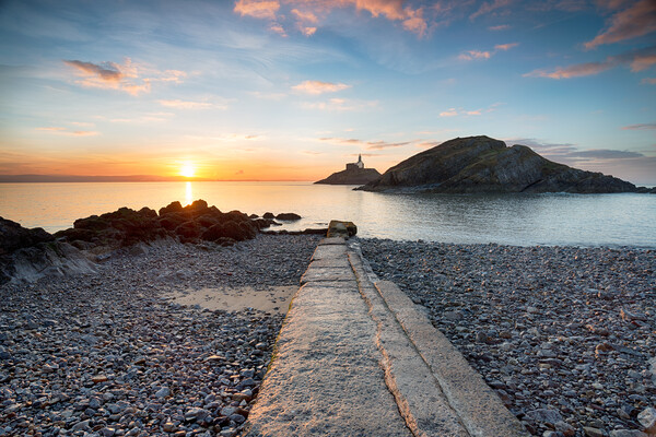 Sunrise at The Mumbles Picture Board by Helen Hotson
