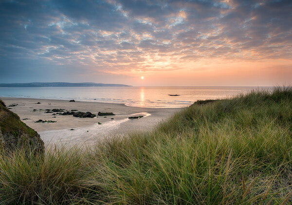 Sunset over Hayle Beach Picture Board by Helen Hotson