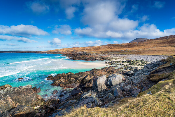A remote beach at Mealista on the Isle of Lewis Picture Board by Helen Hotson