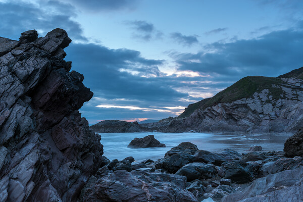 Dusk at Whitsand Bay Picture Board by Helen Hotson