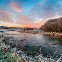 Buy canvas prints of A frosty winter sunrise over the river Frome by Helen Hotson