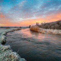 Buy canvas prints of Dramatic winter sunrise over the river Frome by Helen Hotson