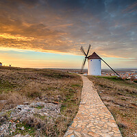 Buy canvas prints of Beautiful sunrise over the Manchegos windmills by Helen Hotson