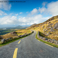 Buy canvas prints of The single track road winding through the Healy Pass by Helen Hotson