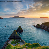 Buy canvas prints of Sunset over Dunquin Pier near Dingle  by Helen Hotson