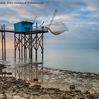 Buy canvas prints of Fishing carrelets at Marsilly  by Helen Hotson