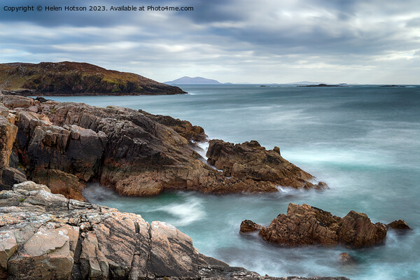 A long exposure of moody skies and rugged cliffs at Hushinish Picture Board by Helen Hotson