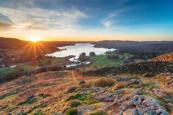 Loughrigg Fell in the Lake District Picture Board by Helen Hotson