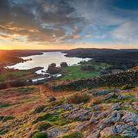 Buy canvas prints of Sunrise over Windermere  by Helen Hotson