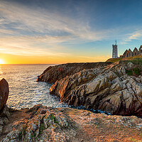 Buy canvas prints of Beautiful sunset over the lighthouse at Saint Mathieu by Helen Hotson