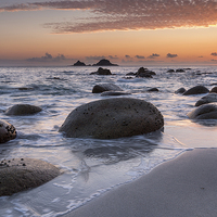 Buy canvas prints of Sunset on a Cornish Beach by Helen Hotson