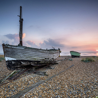 Buy canvas prints of Fishing Boats at Lydd on Sea by Helen Hotson