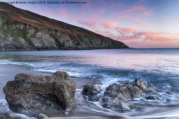 Sunset on the Cornish Coastline Picture Board by Helen Hotson