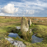 Buy canvas prints of Stannon Stone Circle on Bodmin Moor in Cornwall by Helen Hotson