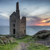Buy canvas prints of Sunset at Wheal Owles by Helen Hotson