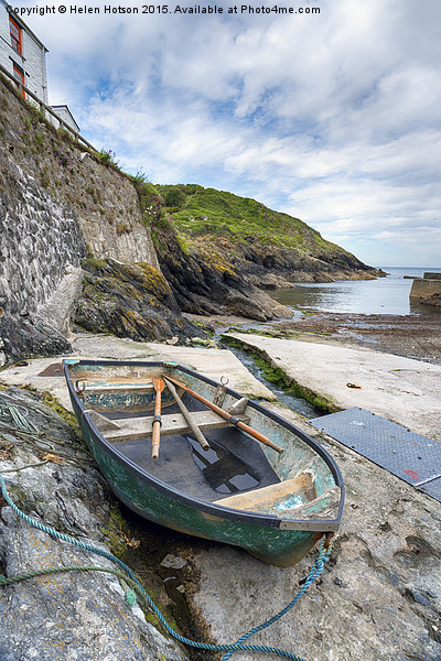 Boat on the Shore at Portloe Picture Board by Helen Hotson