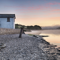 Buy canvas prints of Early Morning Mist in the Tamar Valley by Helen Hotson